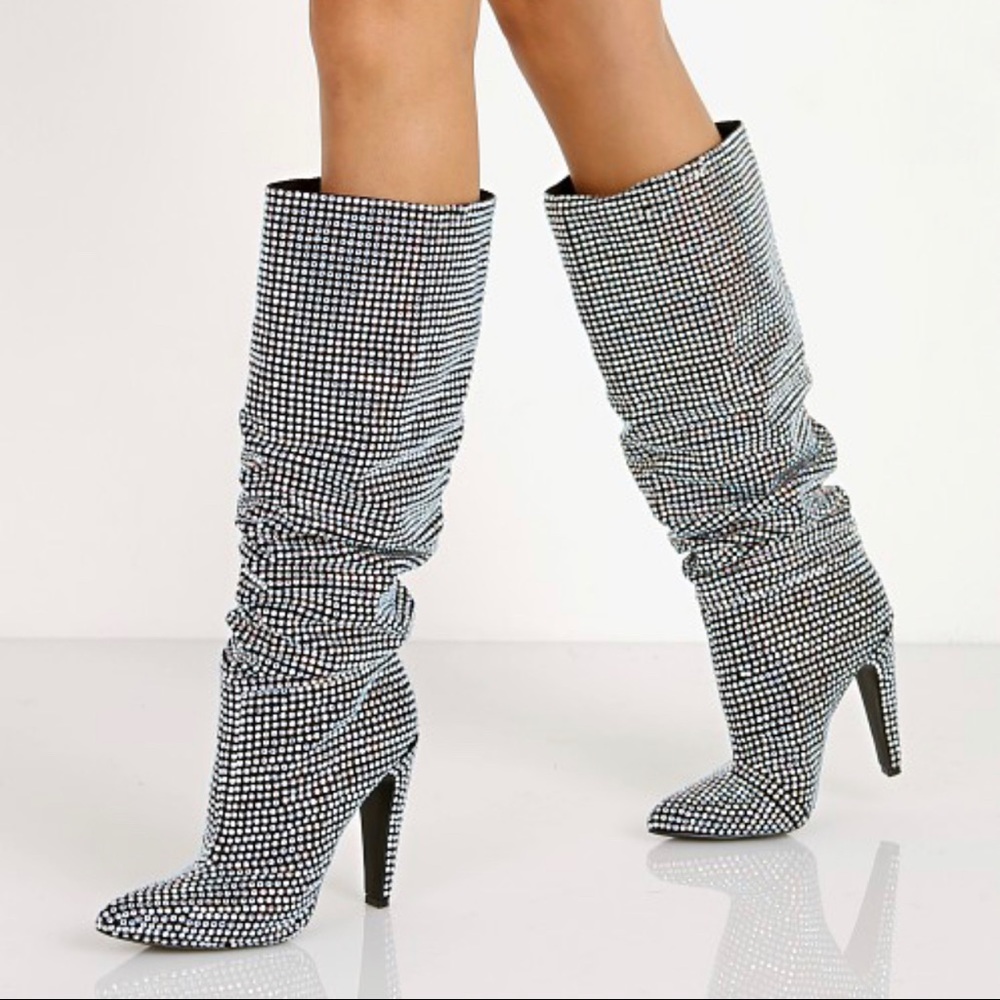 Steve Madden Crushin Silver Glitter Boots